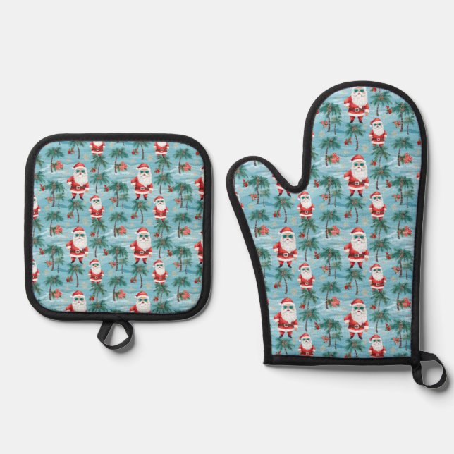 Weihnachtsstrand Ofenhandschuh & Topflappen-Set (Vorderseite)