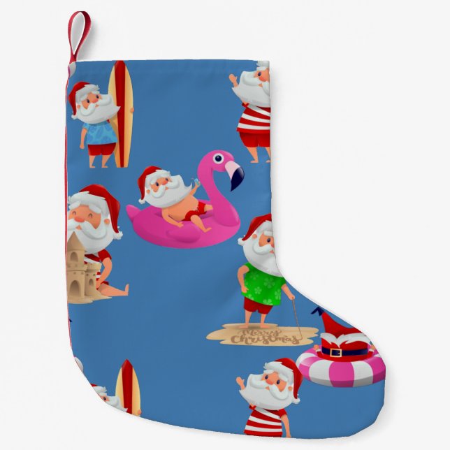 Weihnachtsstrand Santa Claus Urlaub Kleiner Weihnachtsstrumpf (Vorderseite)
