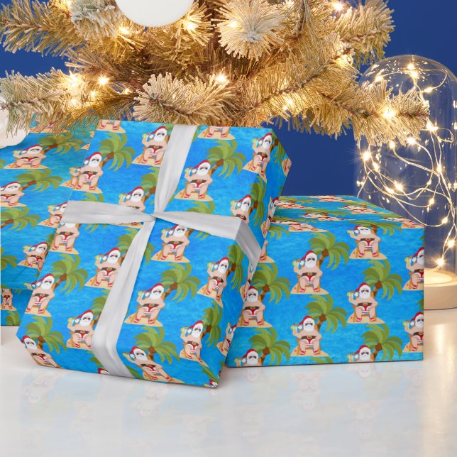 Weihnachtsstrand Santa Party Geschenkpapier (Feiertage)