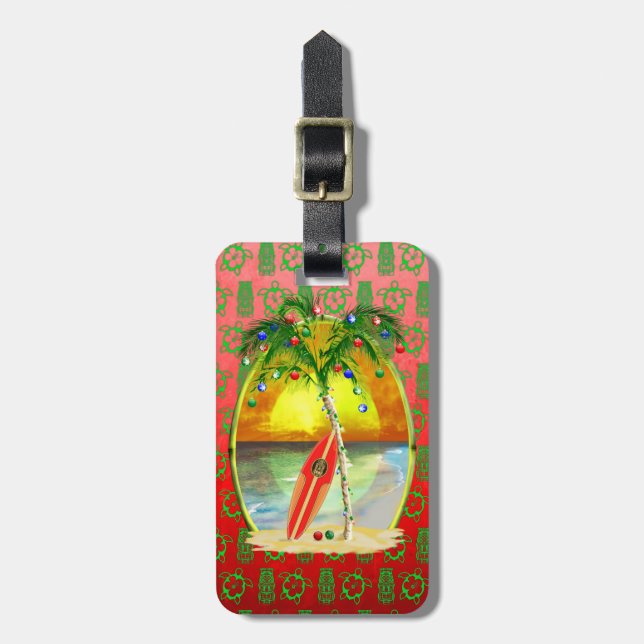 Weihnachtsstrand-Sonnenuntergang Gepäckanhänger (Vorderseite vertikal)