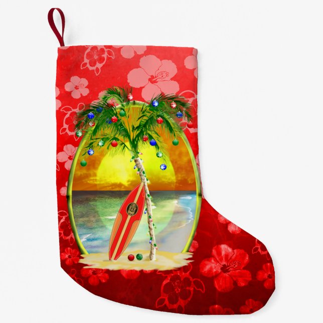 Weihnachtsstrand-Sonnenuntergang Kleiner Weihnachtsstrumpf (Vorderseite)