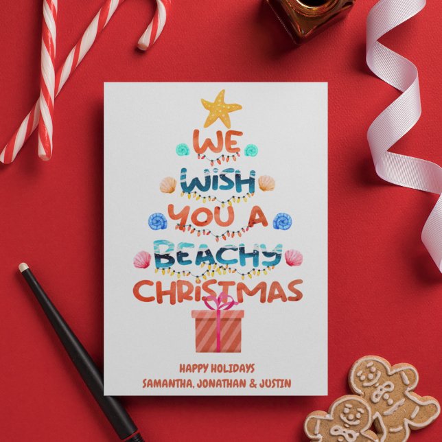 Weihnachtsstrand tropischer Strandbaum Karte (Von Creator hochgeladen)