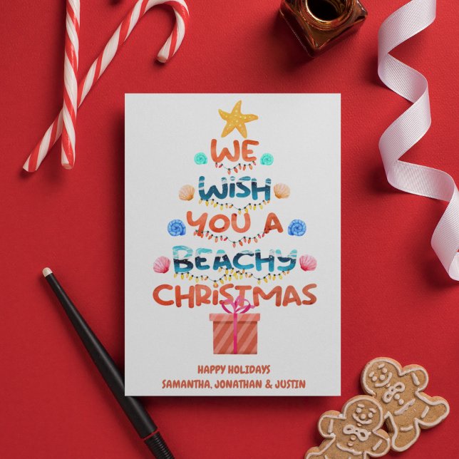 Weihnachtsstrand tropischer Strandbaum Postkarte (Von Creator hochgeladen)