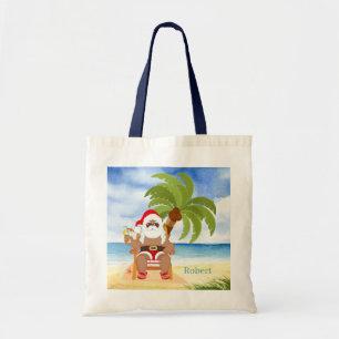 Weihnachtsstrand Weihnachten Weihnachtsmann geben  Tragetasche