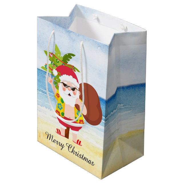Weihnachtsstrand Weihnachtsfeiertag Mittlere Geschenktüte (Rückseite Schrägansicht)
