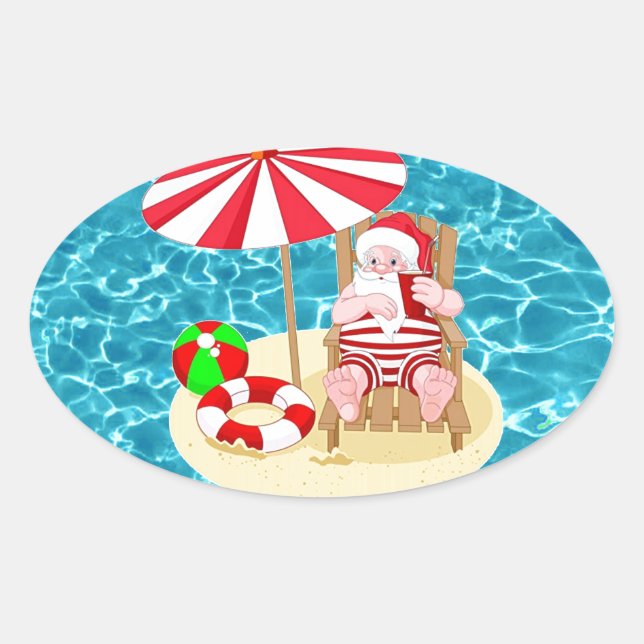 Weihnachtsstrandsklee Ovaler Aufkleber (Vorderseite)