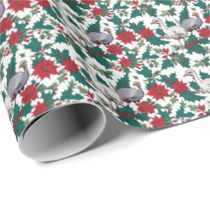 Weihnachtsstrauße und -poinsettias geschenkpapier