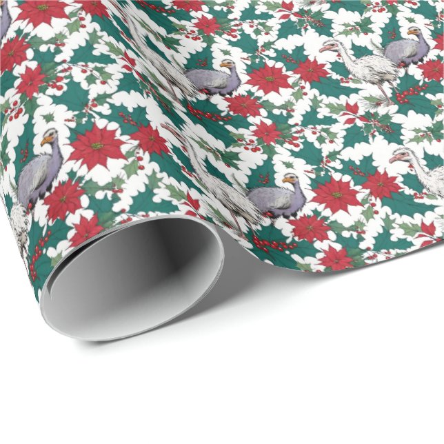 Weihnachtsstrauße und -poinsettias geschenkpapier (Rolleneckpunkt)
