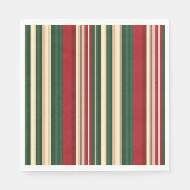 Weihnachtsstreifen-24-Papier Napkins Serviette (Vorderseite)