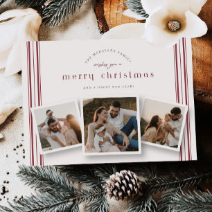 Weihnachtsstreifen-Collage-Weihnachtsfotokarte Feiertagskarte