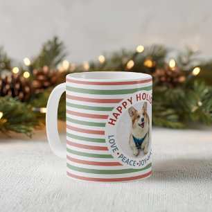 Weihnachtsstreifen Ferienfoto des Haustiers Kaffeetasse