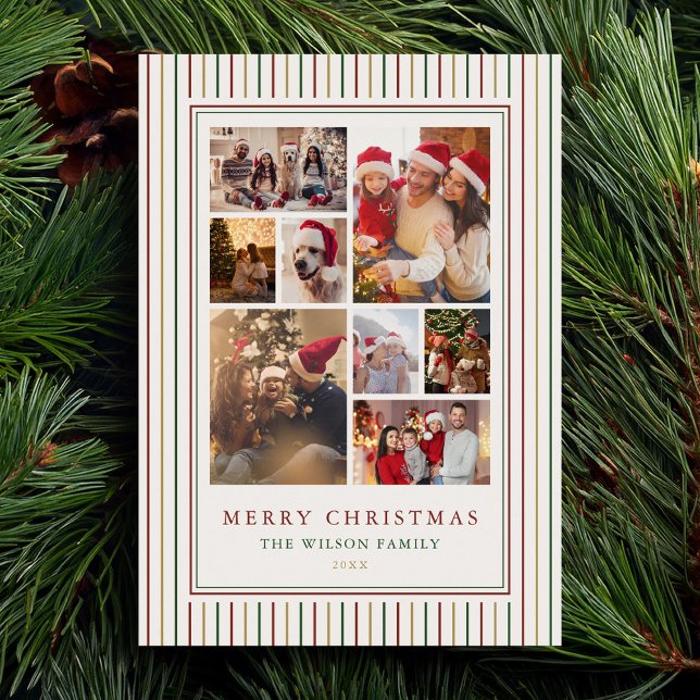 Weihnachtsstreifen Fotocollage Urlaubskarte Feiertagskarte (Von Creator hochgeladen)