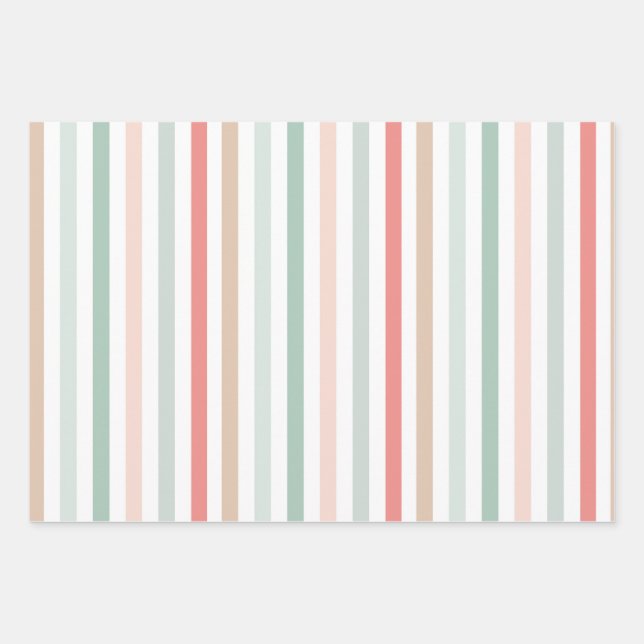 Weihnachtsstreifen Geschenkpapier Set (Vorderseite)