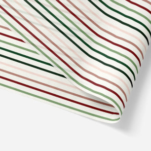 Weihnachtsstreifen in Rot, Grün und Beige Seidenpapier