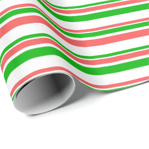 WeihnachtsStreifen in Rot, Weiß, Grün Geschenkpapier