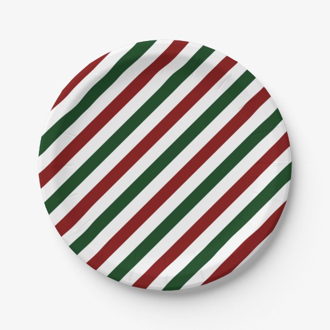 Weihnachtsstreifen Pappteller (Vorderseite)