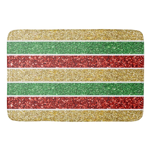 Weihnachtsstreifen rot, gelb und grün verfärben badematte (Vorderseite)