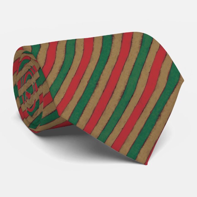 Weihnachtsstreifen rot, grün und braun krawatte (Gerollt)
