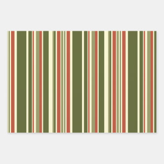 Weihnachtsstreifen Rot und Grün Geschenkpapier Set