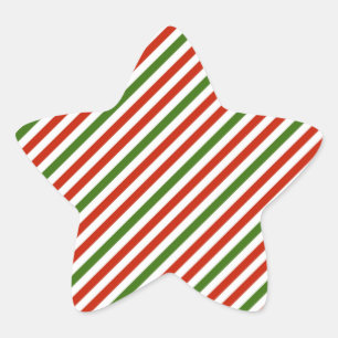 Weihnachtsstreifen rot und grün  Stern-Aufkleber