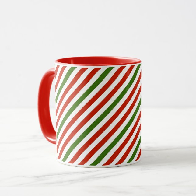Weihnachtsstreifen, rot und grün, tasse (Vorderseite Links)