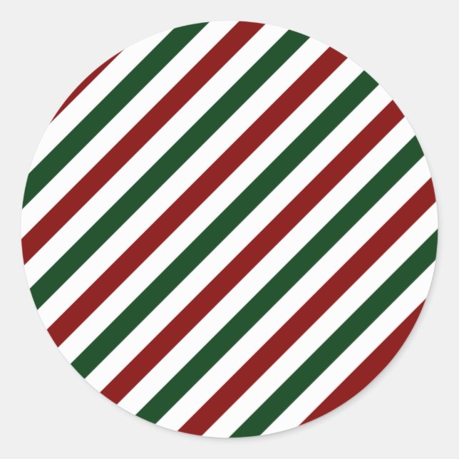 Weihnachtsstreifen Runder Aufkleber (Vorderseite)