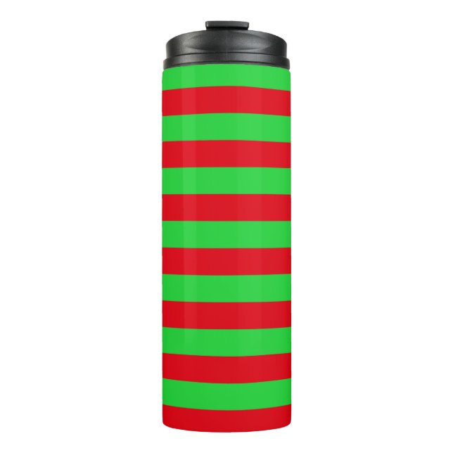 Weihnachtsstreifen Thermosbecher (Vorderseite)