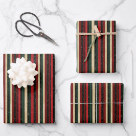 Weihnachtsstreifen Umschlagpapier Geschenkpapier Set