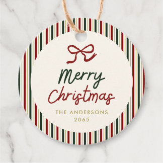 Weihnachtsstreifen und Bogen Weihnachten Geschenkanhänger