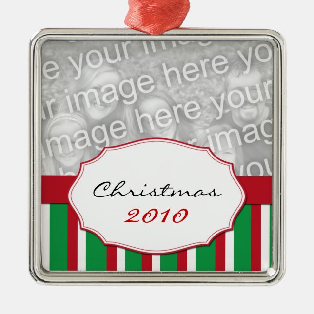 WeihnachtsStreifen Weihnachtsbaum Ornament Aus Metall (Vorne)