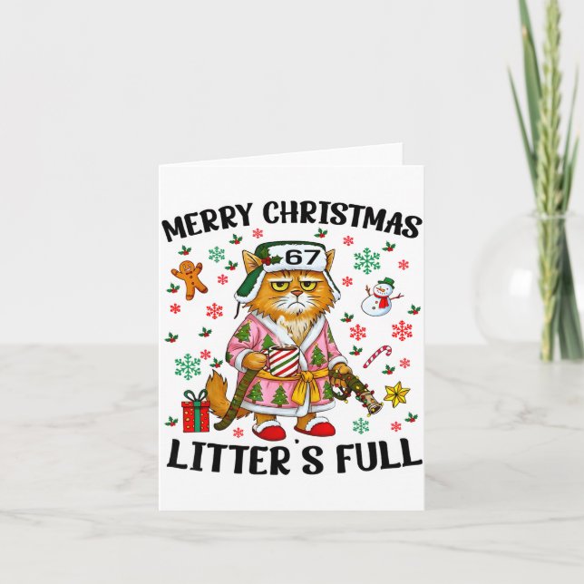 Weihnachtsstreuung Voll 67 Xmas Lustiges Kitty-Ges Karte (Vorderseite)