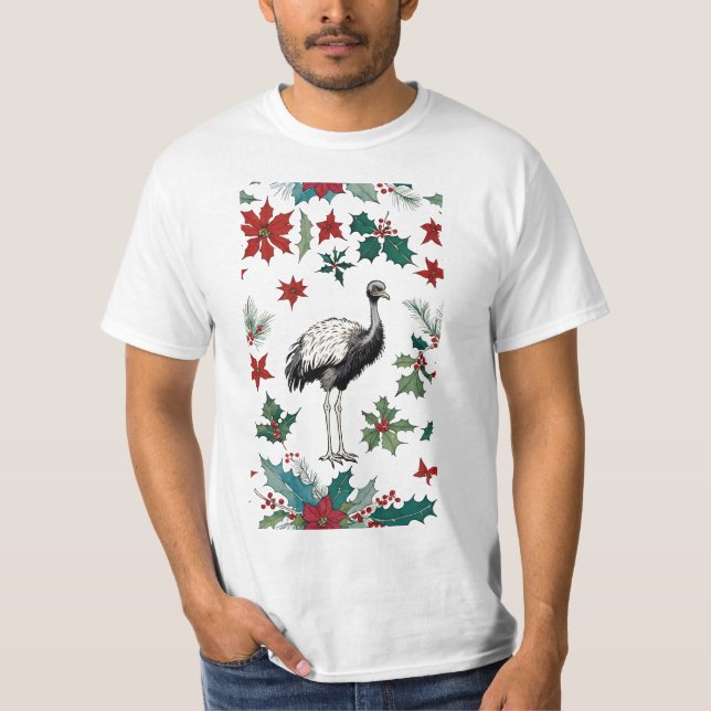 Weihnachtsstrich und Poinsettias T-Shirt (Vorderseite)