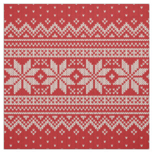 Weihnachtsstrickjacke-strickendes Muster - ROT Stoff