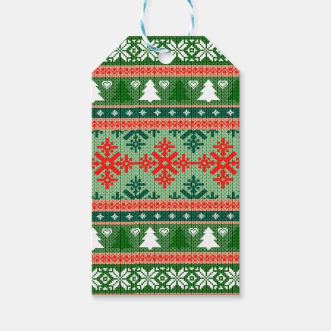 Weihnachtsstrickmuster Geschenkanhänger (Vorderseite)