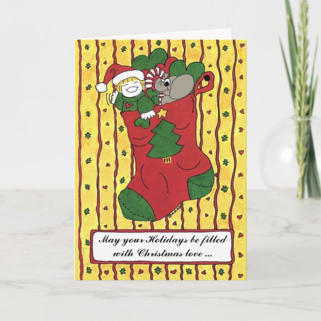 WeihnachtsStrumpf Feiertagskarte (Vorderseite)