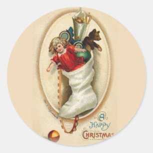 Weihnachtsstrumpf Geschenke Runder Aufkleber