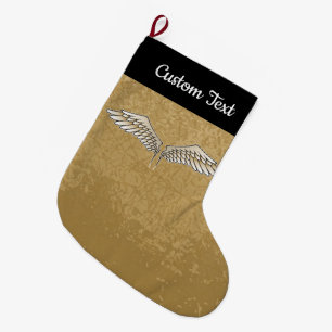 Weihnachtsstrumpf mit beigen Flügeln Großer Weihnachtsstrumpf