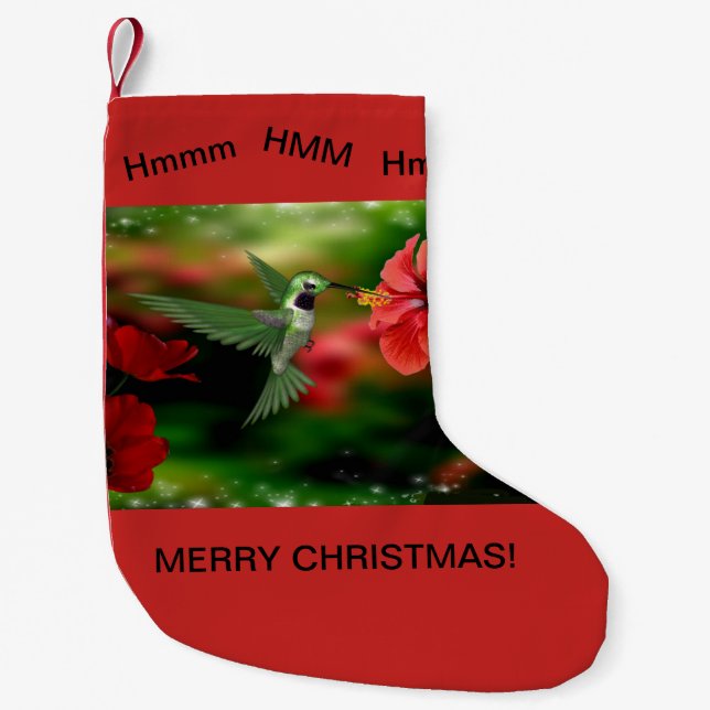 WeihnachtsStrumpf mit einem Kolibri Kleiner Weihnachtsstrumpf (Vorderseite)