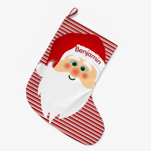 Weihnachtsstrumpf mit Santa auf Pfefferminzstreife Großer Weihnachtsstrumpf
