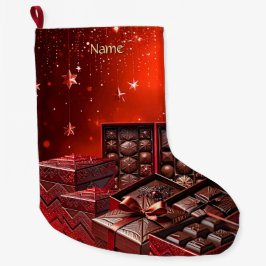 Weihnachtsstrumpf mit Schokoladenbonbons Großer Weihnachtsstrumpf