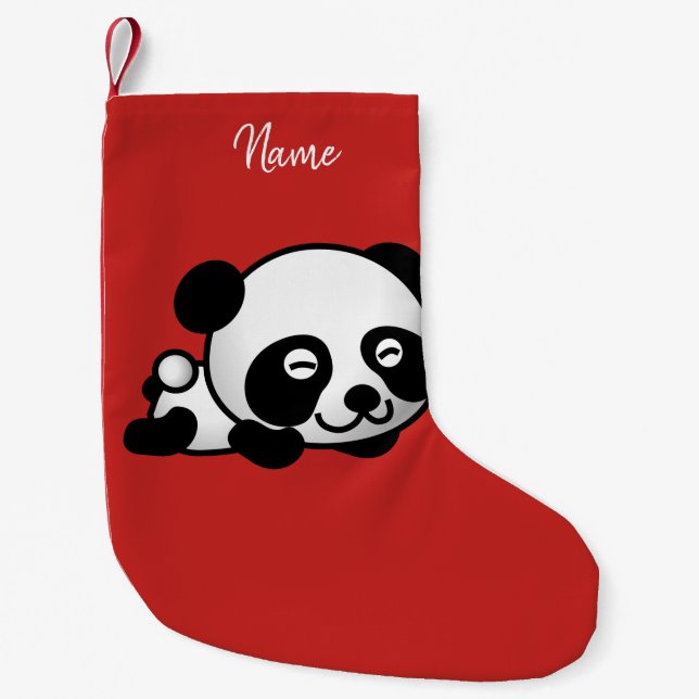 Weihnachtsstrumpf. Panda. Kleiner Weihnachtsstrumpf (Vorderseite)