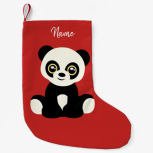 Weihnachtsstrumpf. Panda. Kleiner Weihnachtsstrumpf