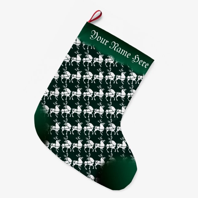 WeihnachtsStrumpf-personalisierter Ren-Strumpf Großer Weihnachtsstrumpf (Vorderansicht (hängend))