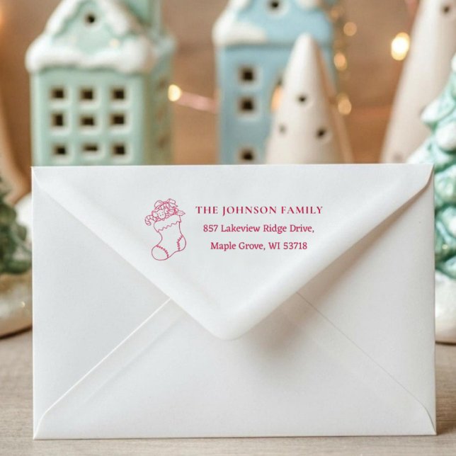 [Weihnachtsstrumpf-Stempel] Benutzerdefinierte Wei Permastempel ([Stocking Stamp] Custom Christmas Card Address Self-inking Stamp)