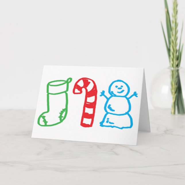 WeihnachtsStrumpf-Zuckerstange und Snowman Feiertagskarte (Vorderseite)