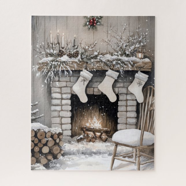 Weihnachtsstrümpfe Feiertags-Kamin (Vertikal)