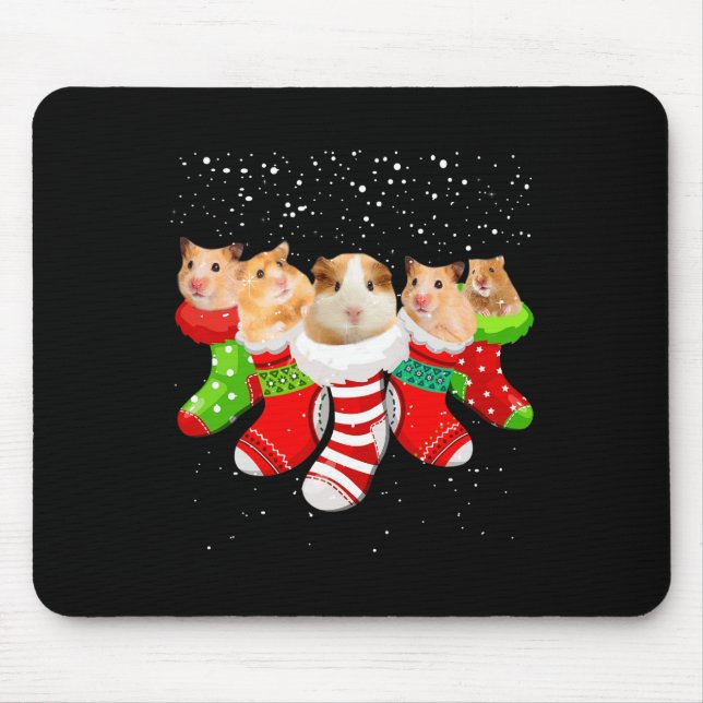 Weihnachtsstrümpfe im Hamster Funny Weihnachtsgesc Mousepad (Vorne)