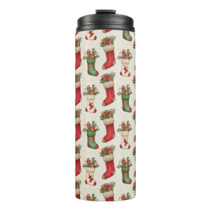 Weihnachtsstrümpfe Nahtloses Muster Thermosbecher