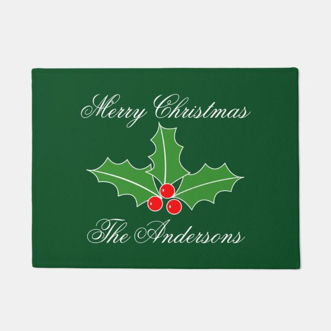 Weihnachtsstür mit personalisiertem Familiennamen Fußmatte (Vorderseite)
