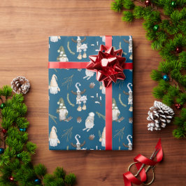 Weihnachtsstürme und Elche auf Blau Geschenkpapier